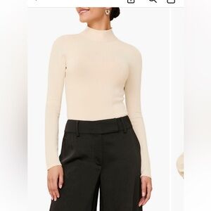 SOLID & STRIPED Cream Turtleneck Top
